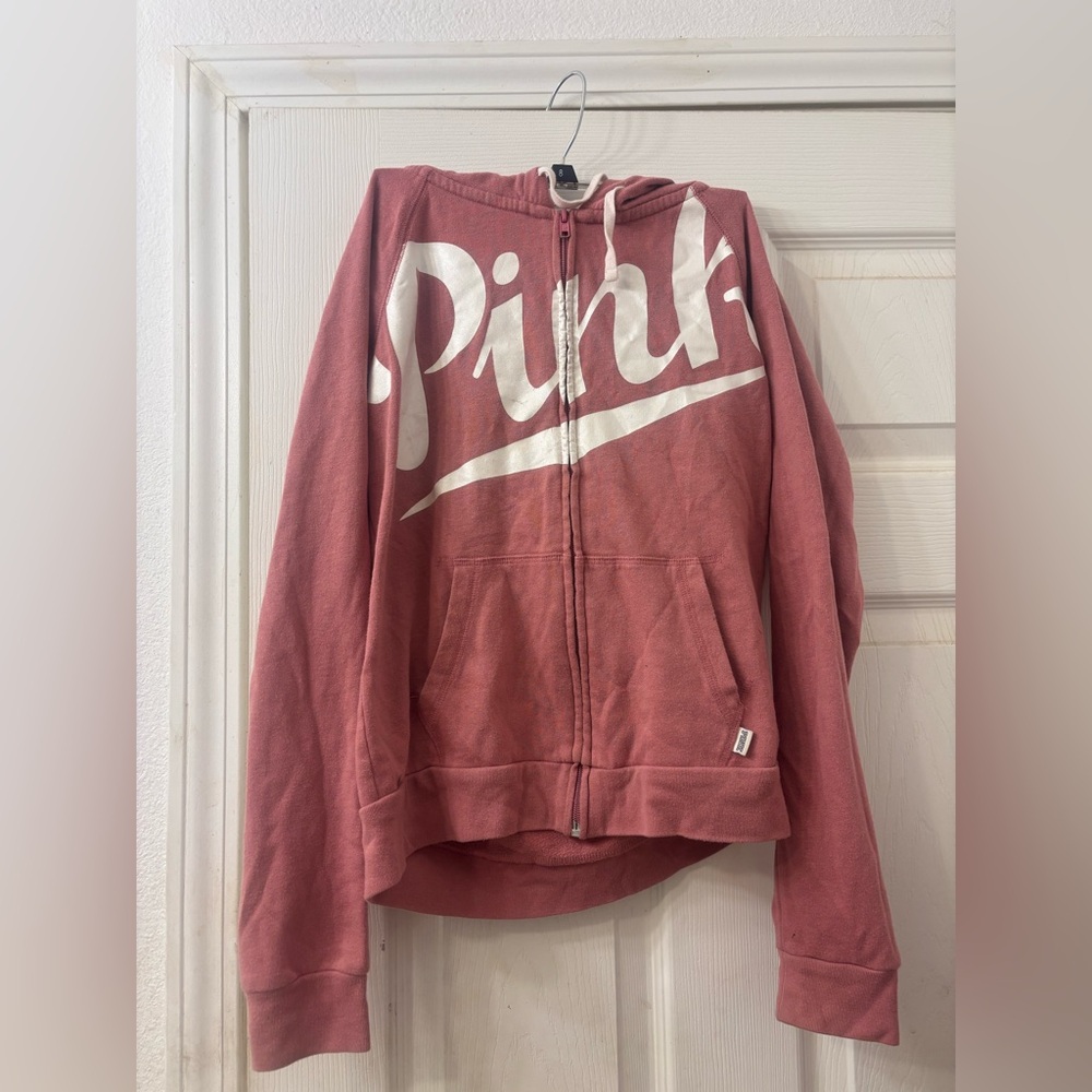 Pink victoria secret zip up hoodie